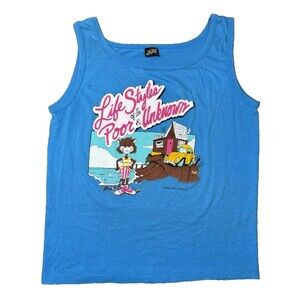 Vtg 1986 Lifestyles of the Poor & Unknown Tanktop Single Stitch Cat 80s Mens XL